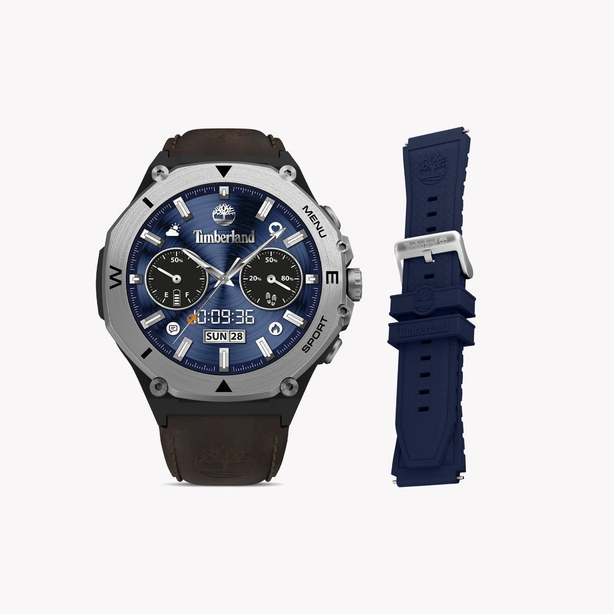 Timberland Men's Brown Leather & Blue Dial Watch | TDIGB00898X1