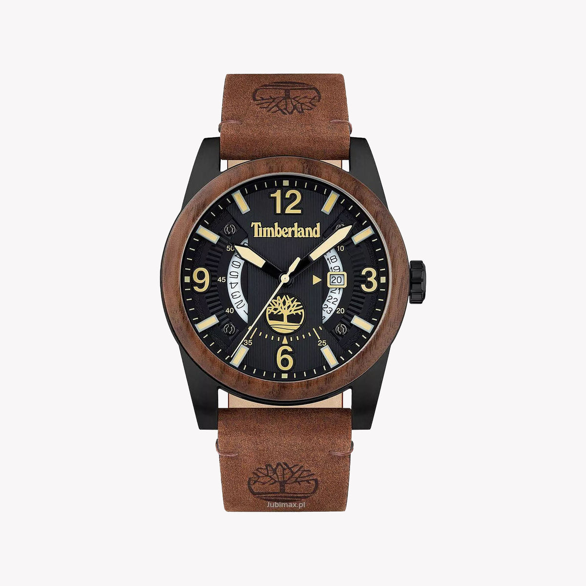 Timberland Men's Quartz Watch, Black Stainless Steel/Brown Leather | Tdwgb2103402