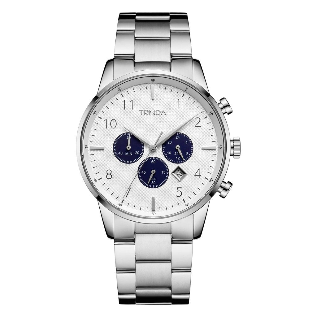 TRNDA STAINLESS STEEL MEN'S WATCH - TIMELESS SILVER STYLE WITH UNIQUE DIAL DESIGN