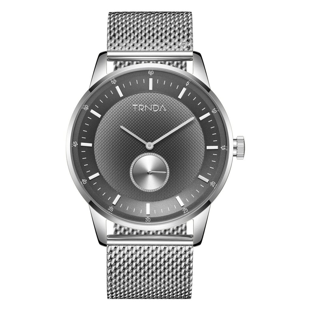 TRNDA STAINLESS STEEL MEN'S WATCH - TIMELESS STYLE WITH UNIQUE GRADIENT DIAL & MESH BAND