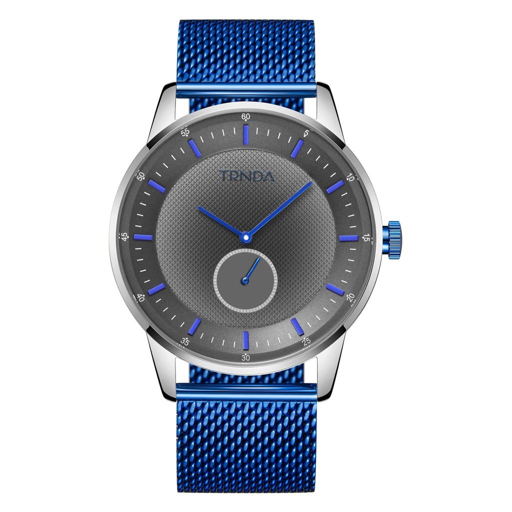 TRNDA STAINLESS STEEL MENS WATCH - TIMELESS BLUE MESH & GRADIENT DIAL FASHION STATEMENT