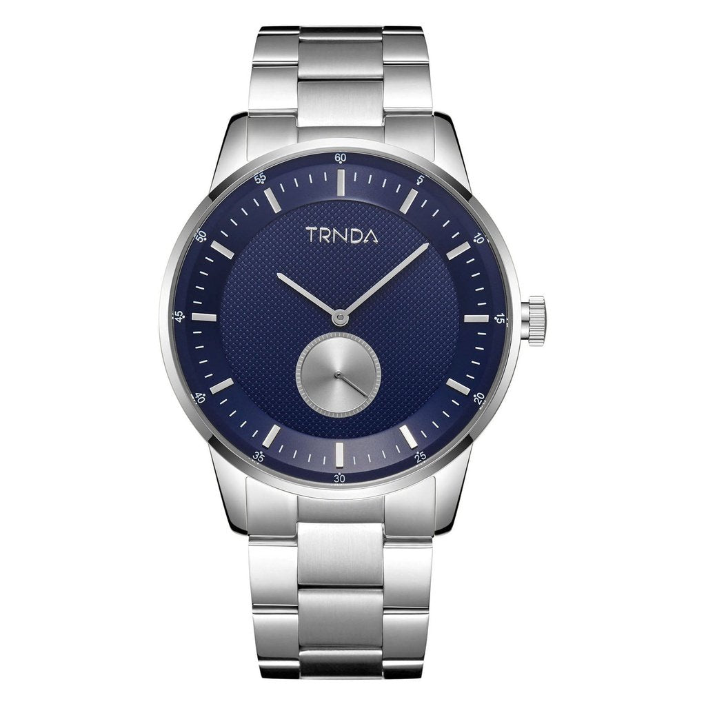 TRNDA STAINLESS STEEL TIMEPIECE - BOLD BLUE DIAL MEN'S WATCH FOR A TRENDSETTER'S STYLE