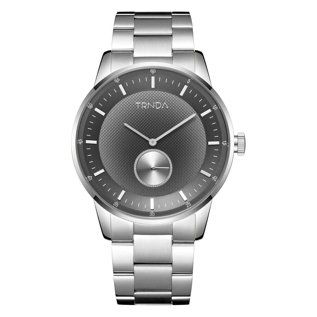 TRNDA MEN'S TIMEPIECE - TRENDY STAINLESS STEEL WATCH WITH GRADIENT GRAY DIAL