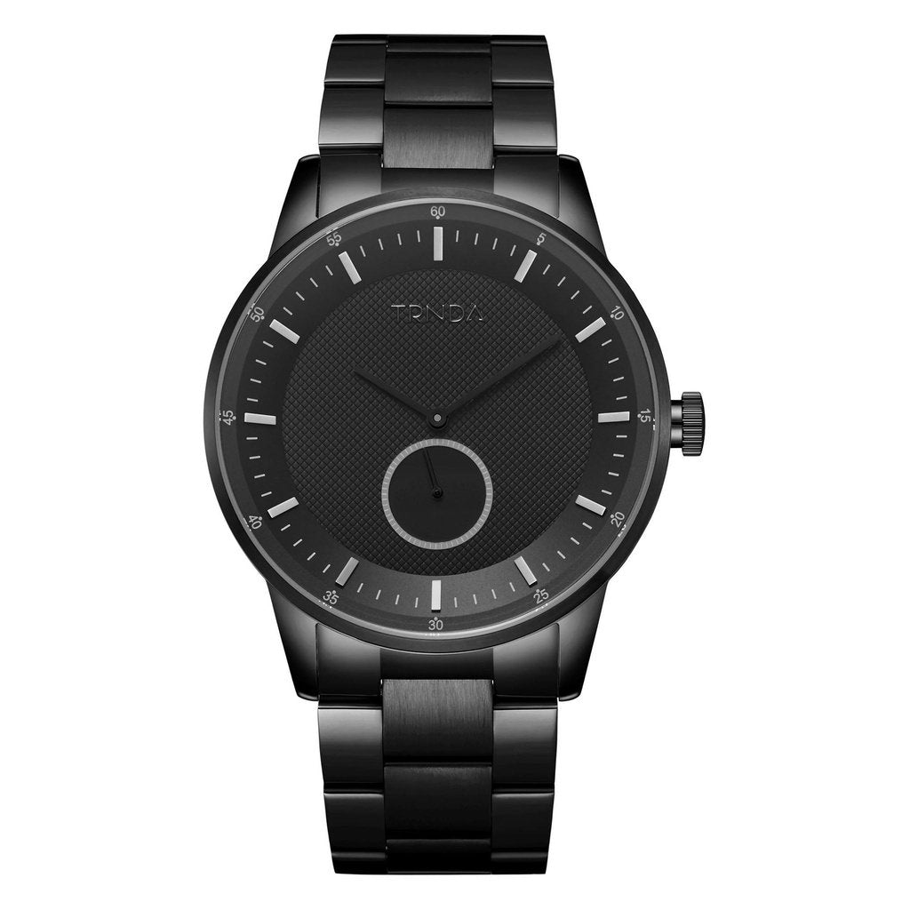 TRNDA MEN'S STAINLESS STEEL WATCH - TIMELESS BLACK DIAL & BAND, EFFORTLESS STYLE