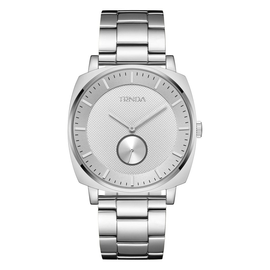 TRNDA SQUARE SILVER STAINLESS STEEL MEN'S WATCH - ELEGANT TIMEPIECE FOR EVERYDAY STYLE