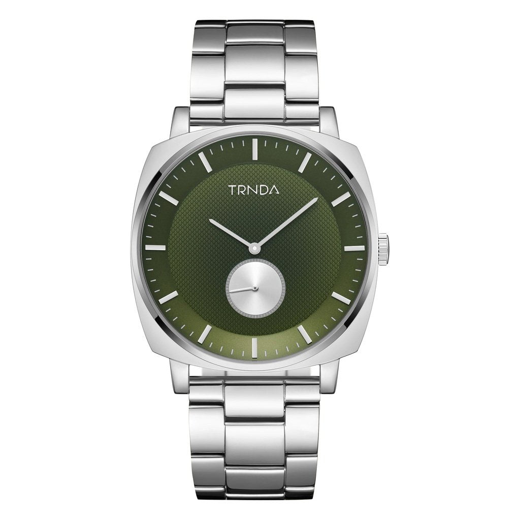 TRNDA SQUARE STAINLESS STEEL TIMEPIECE - SEAWEED GREEN DIAL MEN'S WATCH