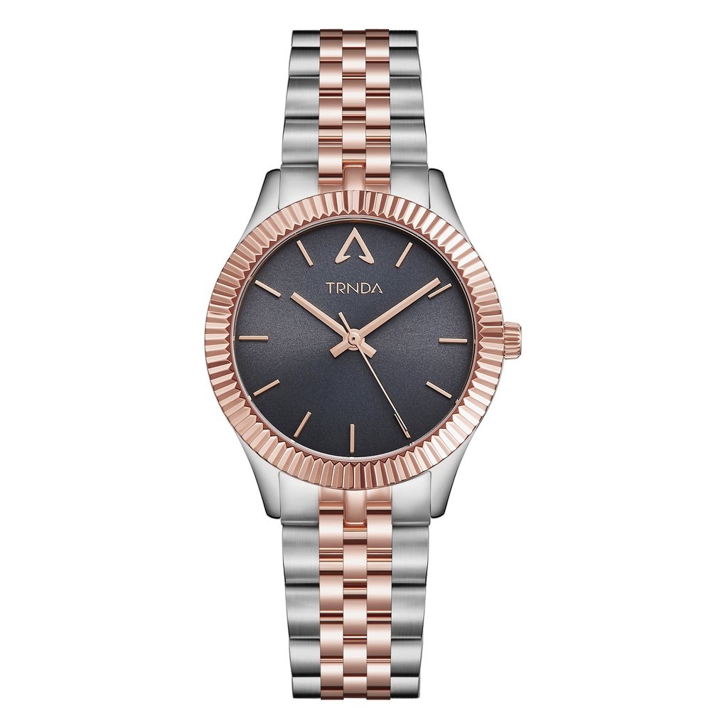 TRNDA Women's Watch with Silver Stainless Steel Case and Silver & Rose Gold Stainless Steel Band