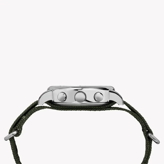 Timex Weekender Tw2p71400 Classic - Men's Green Fabric & Off White Dial Watch With Indiglo