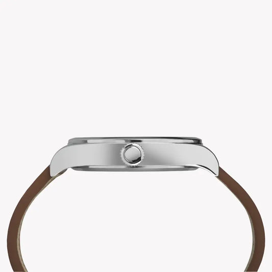 Timex Unisex Brown Leather Watch, Black Dial | Tw2p84000