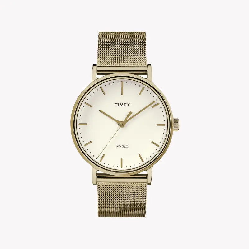TIMEX Damenuhr mit goldenem Messinggehäuse und goldenem Edelstahlband