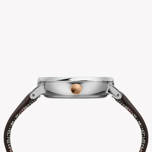 TIMEX FAIRFIELD ESSENTIAL - ساعة رجالية خالدة بحزام جلد بني وميناء أسود