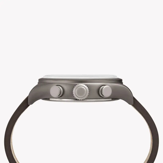 Timex Men's Brown Leather Watch, Off White Dial | Tw2r38300