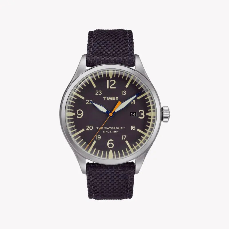 TIMEX TW2R38500 HERITAGE WATERBURY - MONTRE POUR HOMMES EN ACIER INOXYDABLE À CADRAN NOIR