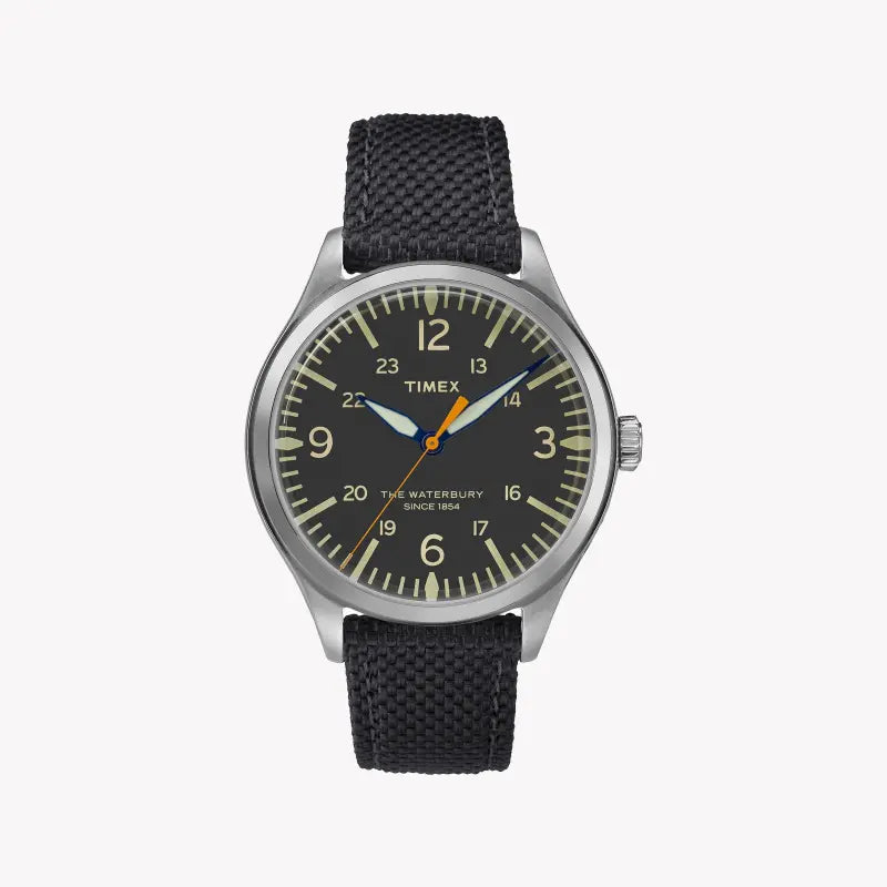 Timex Unisex Black Fabric Watch, Silver Stainless Steel Case | Tw2r38800