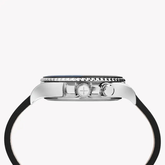 Timex Men's Black Leather Watch, Black Dial | Tw2r43600