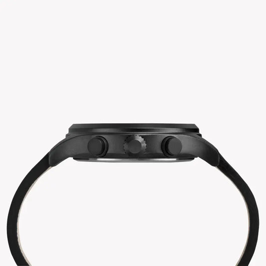 Timex Men's Black Leather Watch, Black Dial | Tw2r47500
