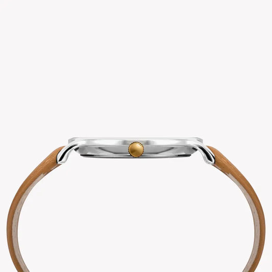 Timex Men's Brown Leather Watch, Gray Dial | Tw2r49700