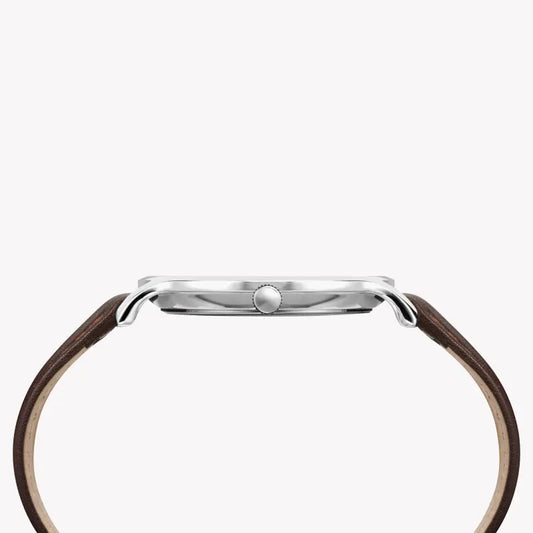 Timex Men's Brown Leather Watch, Blue Dial | Tw2r49900