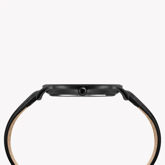 Timex Men's Black Leather Watch, Black Dial | Tw2r50100