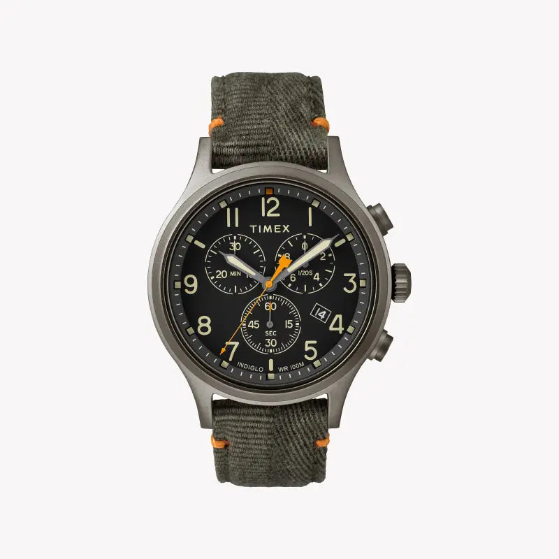 Timex Military Allied Tw2r60200 - Men's Green Fabric & Brass Watch With Indiglo Night-Light