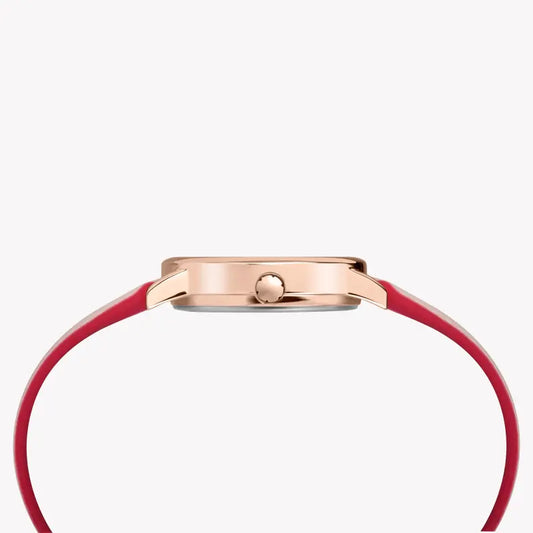 Timex Women's Watch With Rose Gold Brass Case And Pink Leather Band