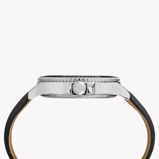 Timex Men's Brass Black Leather Watch, Black Dial | Tw2r64400