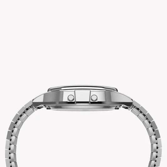 TIMEX TW2R79100 Unisex-Luxus-Digitaluhr – silbernes Kunstharz und elegante Eleganz aus Edelstahl