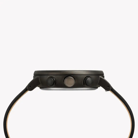 Timex Men's Black Leather Watch, Black Dial | Tw2r79800