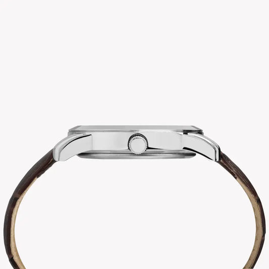 Timex Men's Brown Leather Watch, Green Dial | Tw2r86900