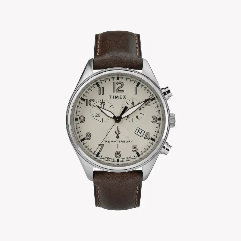 TIMEX HERITAGE WATERBURY TW2R88200 – KLASSISCHE HERRENUHR MIT BRAUNEM LEDERARMBAND