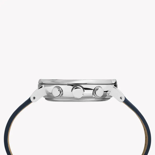 Timex Men's Blue Leather Watch, Silver Dial | Tw2r97700