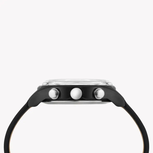 Timex Men's Black Leather Watch, Black Dial | Tw2t29500