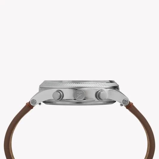 Timex Men's Brass Brown Leather Watch, Black Dial | Tw2t32900