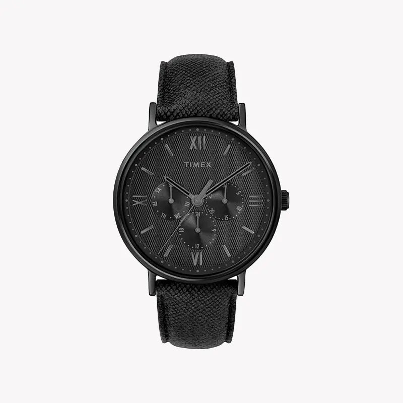 ساعة TIMEX TW2T35200 CLASSIC SOUTHVIEW - ساعة رجالية أنيقة بقرص أسود مع حزام جلدي
