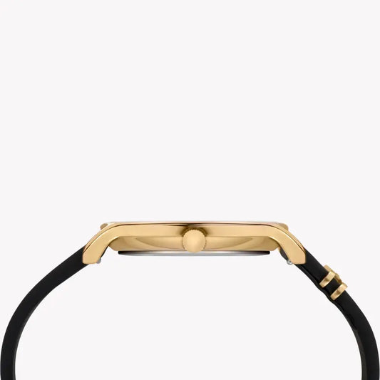 Timex Women's Black Leather Watch, Black Dial | Tw2t45300