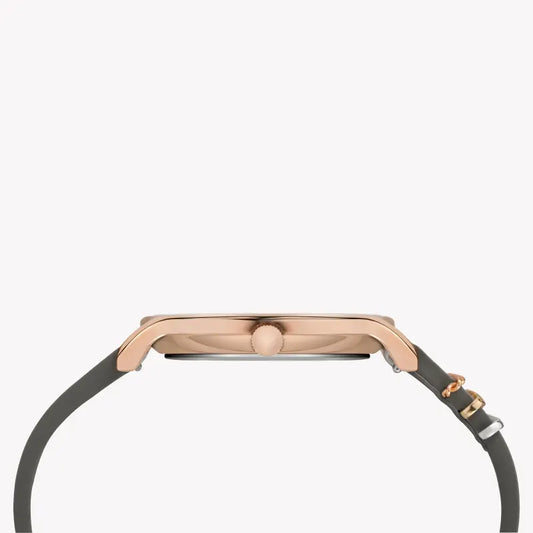 Timex Women's Gray Leather Watch, White Dial | Tw2t45400