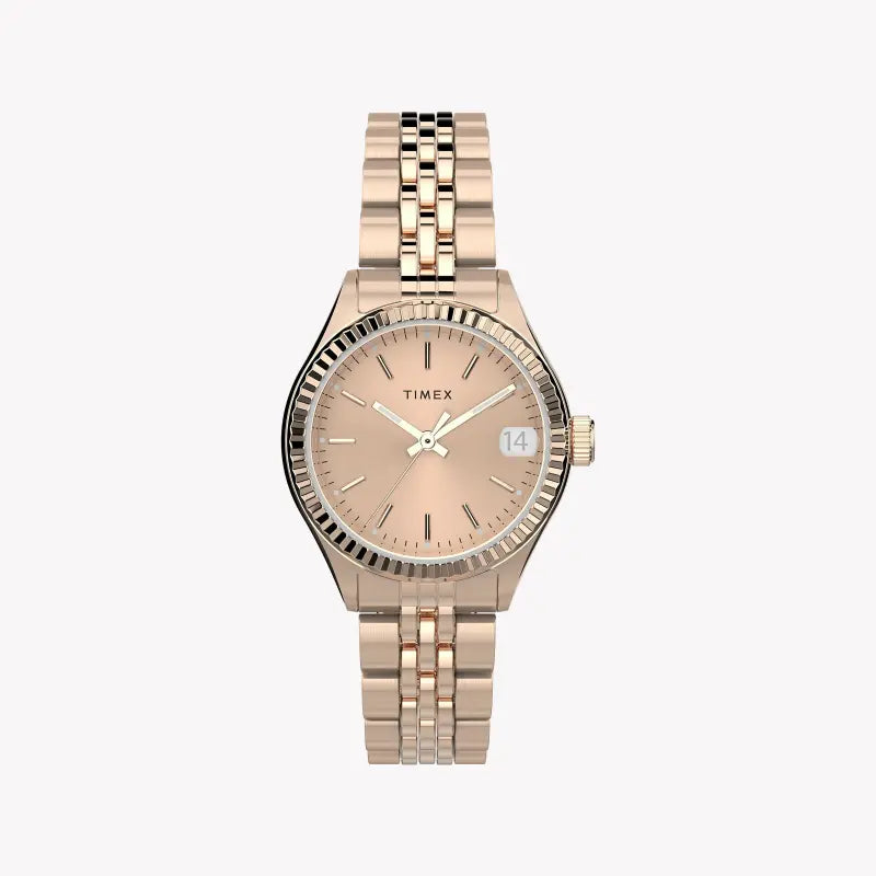 Montre pour femme TIMEX avec boîtier en acier inoxydable or rose et bracelet en acier inoxydable or rose
