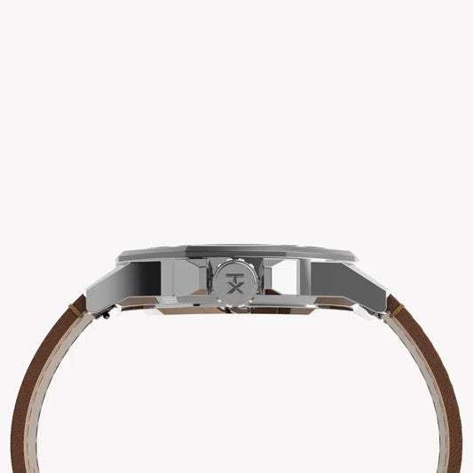 Timex City Collection Tw2u15000 - Elegant Esssex Avenue Men's Watch With Brown Leather Band & Blue Dial