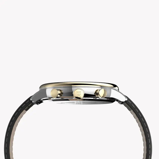 Timex Men's Black Leather Watch, Brass Case | Tw2u39100