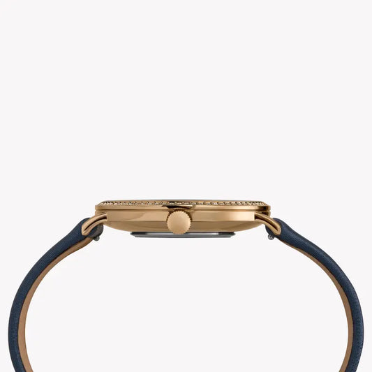 Timex Women's Blue Leather Watch, Brass Case | Tw2u40800