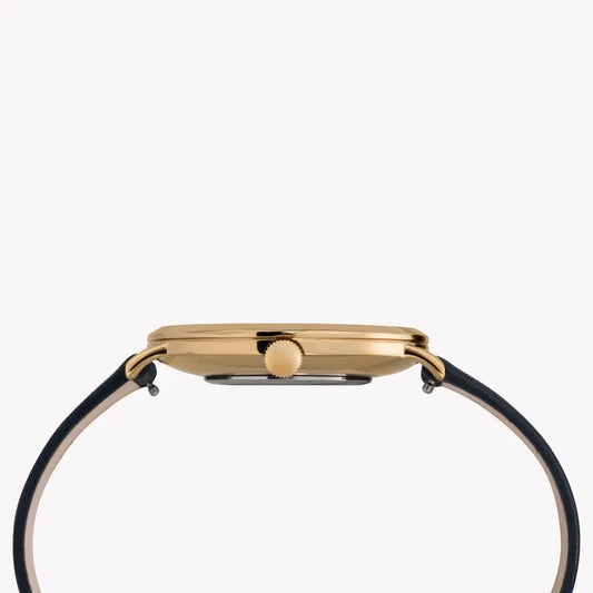 Timex Women's Blue Leather Watch, Brass Case | Tw2u41100