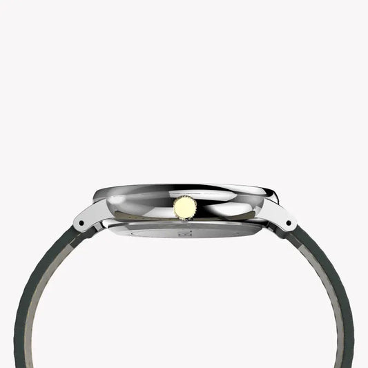 Timex Men's Gray Leather Watch, White Dial | Tw2u67500