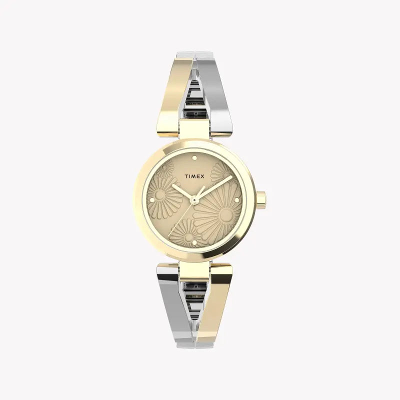 Timex Women's Watch With Gold Brass Case And Silver & Gold Metal Band