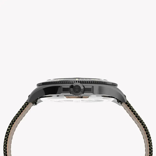 Timex Men's Green Fabric Watch, Black Dial | Tw2u81900