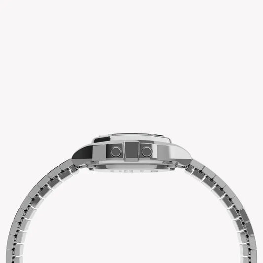 TIMEX Damenuhr mit silbernem Harzgehäuse und silbernem Edelstahlarmband
