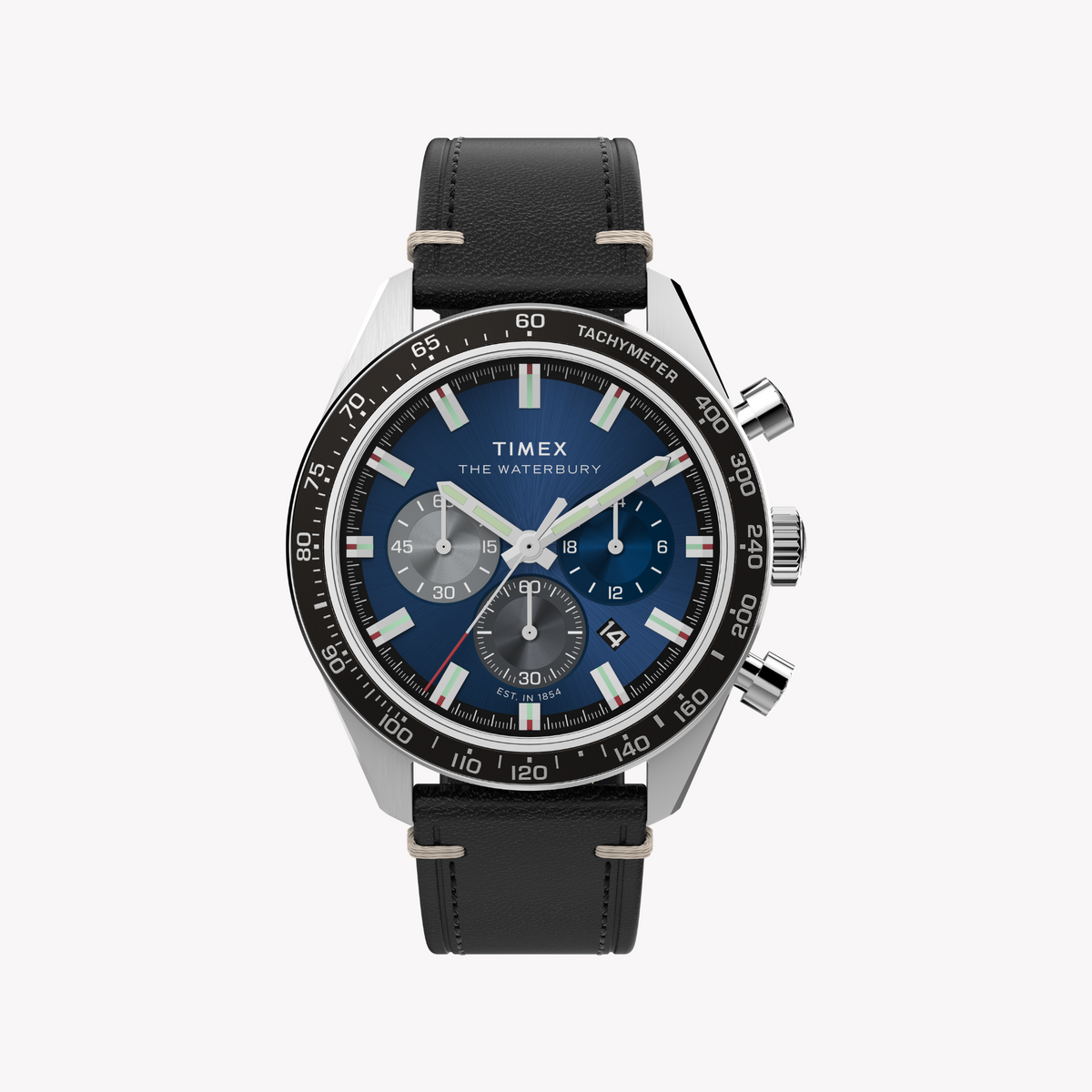 Timex Men's Steel/Blue, Leather/Black | Tw2y18600