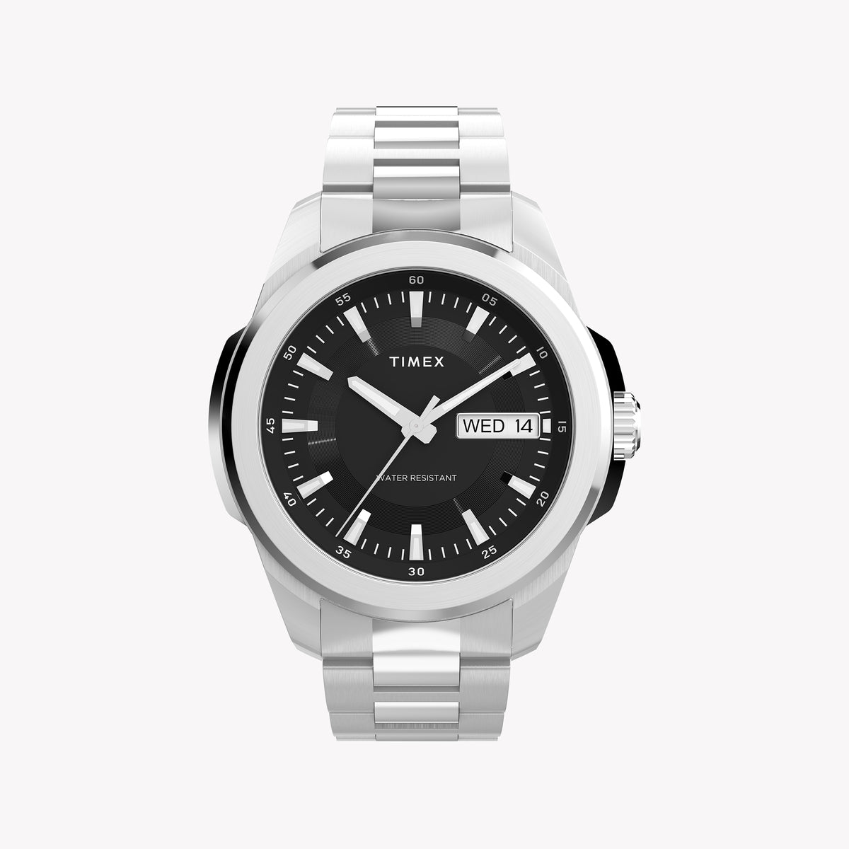 Essex 3-Hand Black Dial SST Bracelet | TW2Y21000 Stylish Timepiece