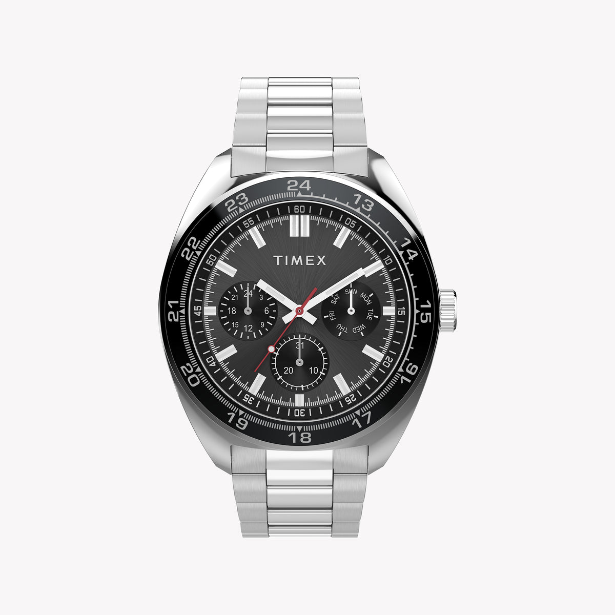 Mens Silver-tone Case & Bracelet with Black Dial TW2Y22600 | Stylish Watch