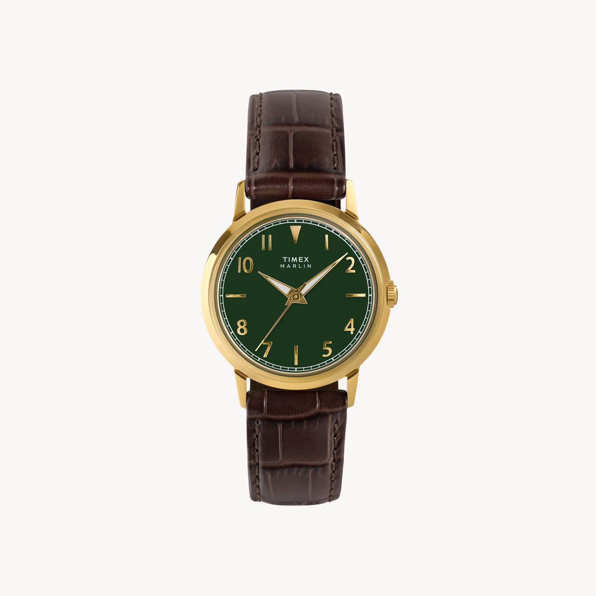 Marlin 34mm Gold Tone Case Brown Strap Green Dial Watch | TW2Y37800