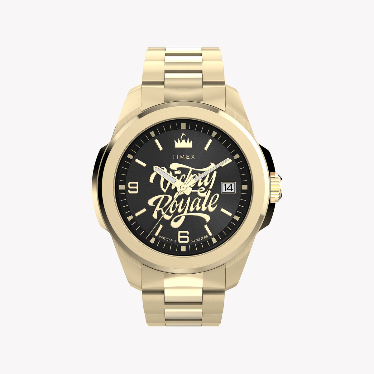TIMEX X Fortnite Essex 45mm Gold Tone Case Black Dial Bracelet | TW2Y47200